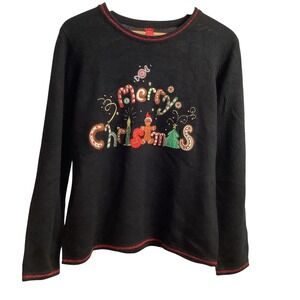 Womens Ugly Christmas Sweater Merry Christmas Gingerbread Candy Cane Tree L G